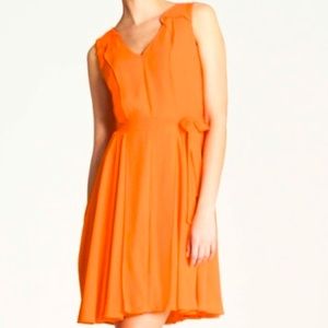 NWT Ann Taylor Crepe Waist Belt Knee Length Sleeveless Minidress Tangerine Sz 12